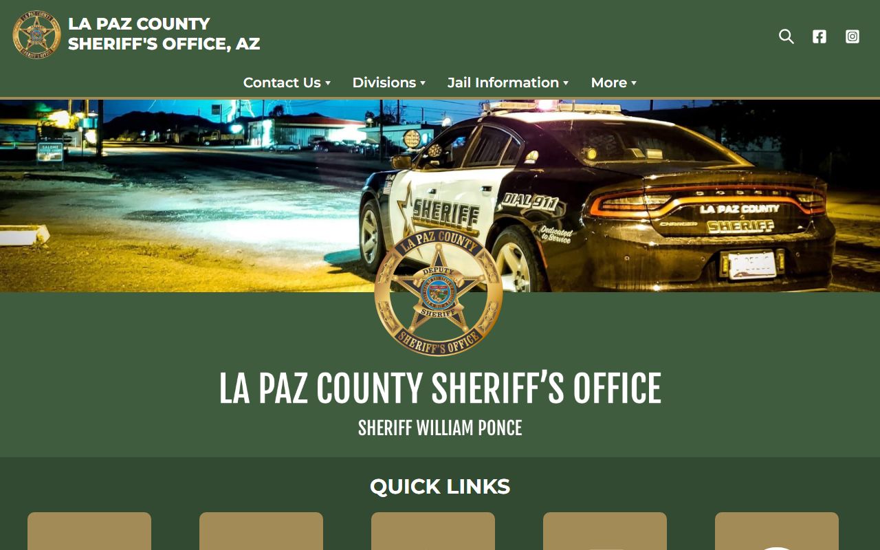 La Paz County Sheriff's Office main page