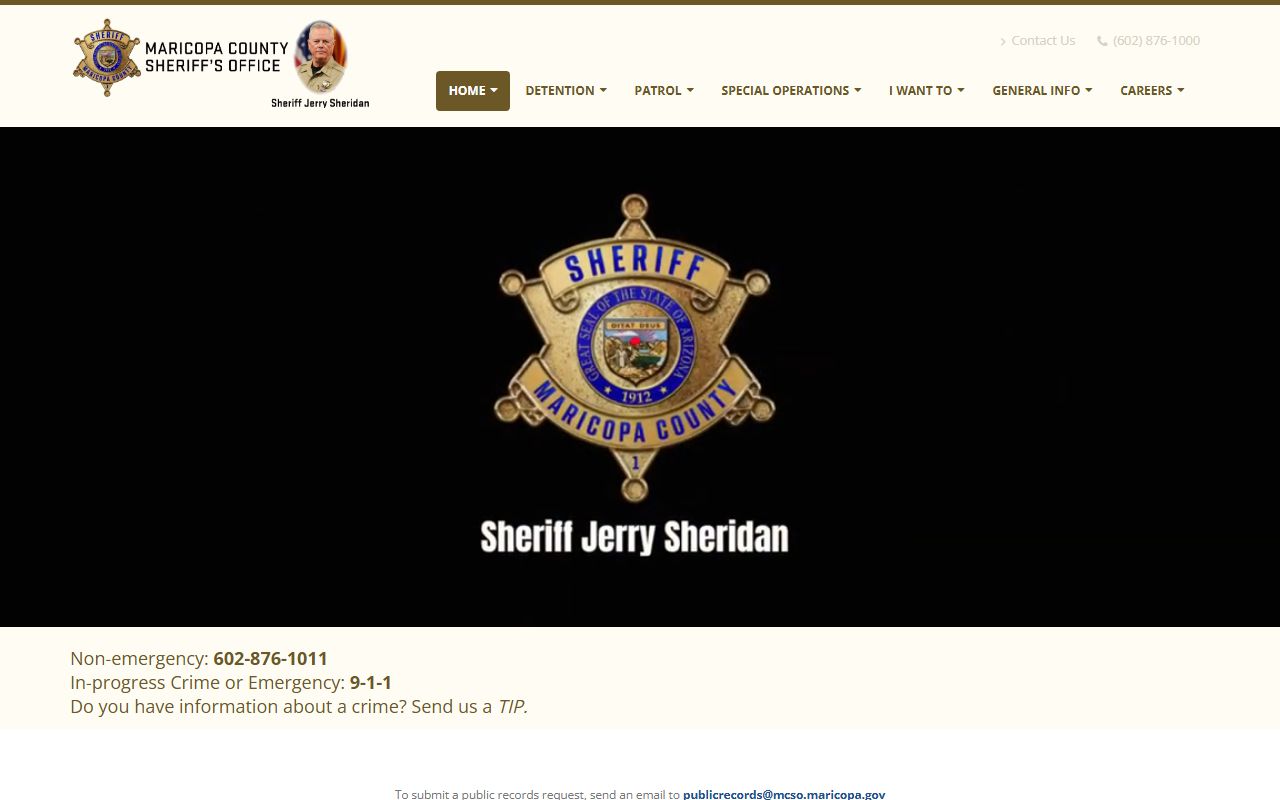Maricopa County Sheriff's Office main page for sex offender services